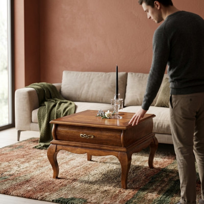 Klasseschen Wunnzëmmer Couchdësch Schëff Hëlzeméibelen Stil Design Neit