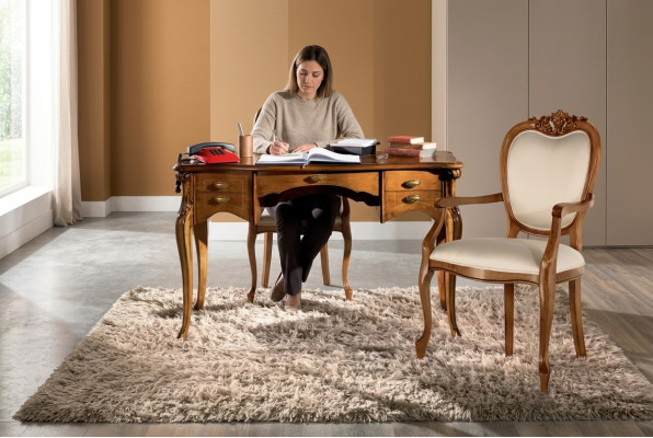 Héichwäerteg Büro-Set Schreifdësch Stull brong Büromiwwelen Dësch Holz