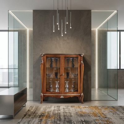 Brong Glasvitrine Wunnzëmmer Holz Säitbord Luxus Vitrine Schaf Regal