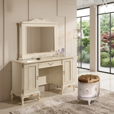 Schick wäiss Kommode Spigel klassesche Miwwel-Set vu Sideboard Kommoden