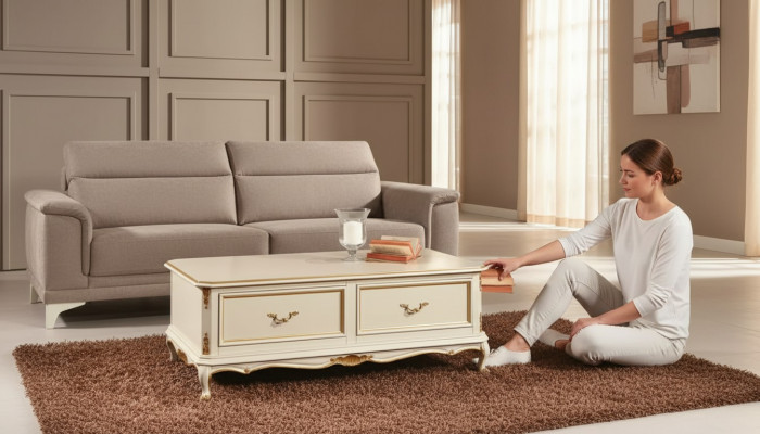 Designer wäissen Luxus-Sécherzëmmerdësch fir Wunnzëmmer klasseschen Holz-Dësch