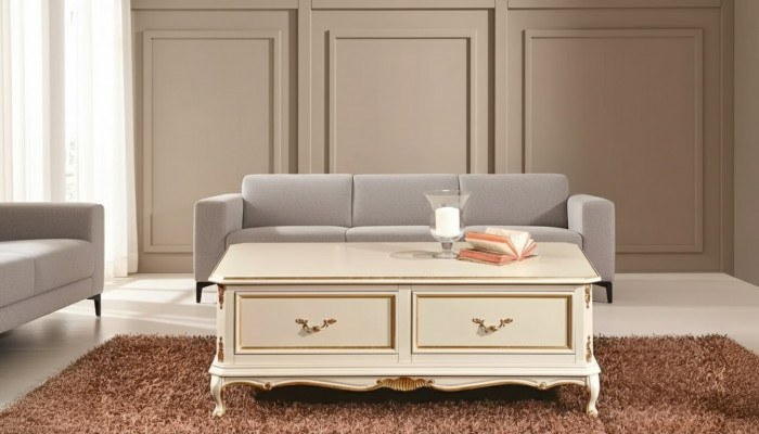 Designer wäissen Luxus-Sécherzëmmerdësch fir Wunnzëmmer klasseschen Holz-Dësch