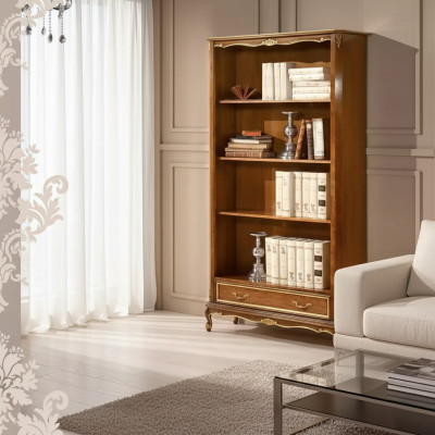 Bicherregal fir d'Wunnzëmmer Klassesch brong Miwwelen Holzregaler.