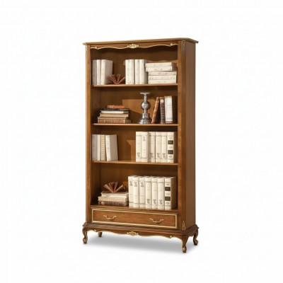 Bicherregal fir d'Wunnzëmmer Klassesch brong Miwwelen Holzregaler.