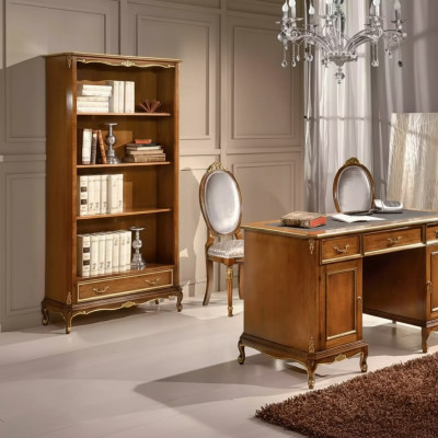 Elegant hëlzene brongen Schreifdësch Bicherregal Büro Miwwel Set 2 Deeler Set