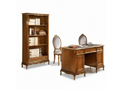 Elegant hëlzene brongen Schreifdësch Bicherregal Büro Miwwel Set 2 Deeler Set