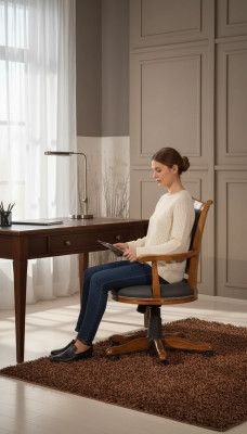 Moderne Chefsessel Bürosmiwwel Dréistull Holzgestell Klassesch Design