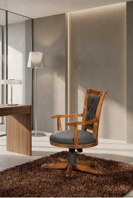 Moderne Chefsessel Bürosmiwwel Dréistull Holzgestell Klassesch Design