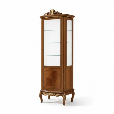 Klassesch Héichwäerteg Brong Vitrin Glas Schaf Massivholz Miwwelen Design