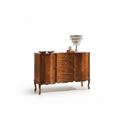 Kommode Schief mat brongem Holz, Säitendësch klassescht Miwweldesign Kommode