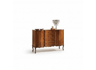 Kommode Schief mat brongem Holz, Säitendësch klassescht Miwweldesign Kommode