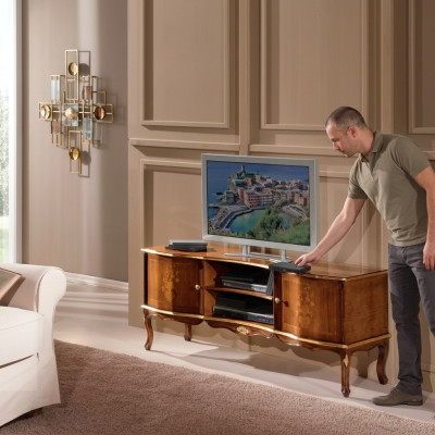 Klassesch RTV Massivholz TV-Stänn Wohnzimmer Designer Miwwelen Stilvoll
