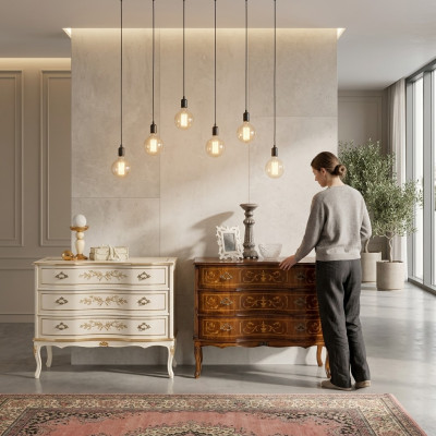 Exklusiv luxuriéis nei Kommode aus brongem Holz fir d’Wunnzëmmer
