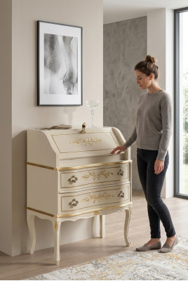 Klassesch elegant luxuriéis nei Kommod an wäissem Holz bestellbar