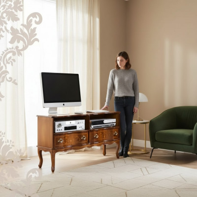 Klassescht Lowboard Fernsehstänner RTV Schaf Schief Holz Design Nei