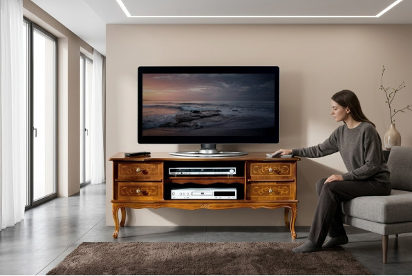 Klassesch Braun rtv Luxus TV Schaf Lowboard Tiräng Holzmiwwel