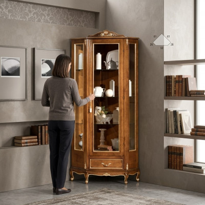 Luxuriéis héichwäerteg Vitrinn aus brongem Holz Klassesch Miwwelen