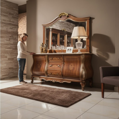 Héichwäerteg luxuriéis klassescht Wunnzëmmer Sideboard Holz brong 200x53x100