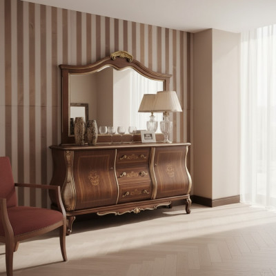 Héichwäerteg luxuriéis klassescht Wunnzëmmer Sideboard Holz brong 200x53x100