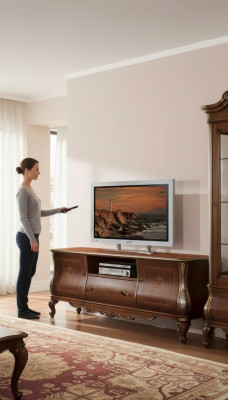 Brongt TV-Regal RTV-Sideboard Wunnzëmmer Miwwelen Holz Stee Kummerdéier