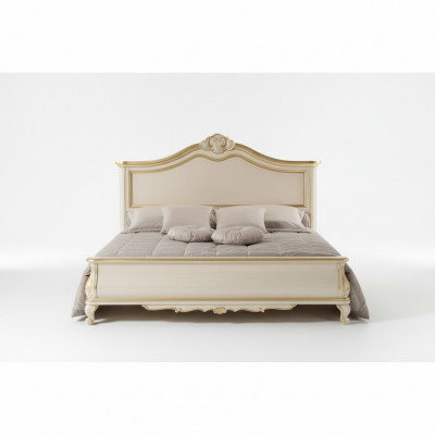 Holz Duebelbett Luxus Design Schlofzëmmermiwwelen Klassesch Beige