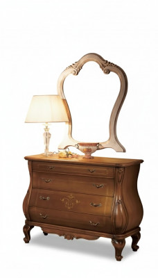 Schlofzëmmer Kommode mat Spigel Luxus klassesch Miwwelen Set 2tlg Holz