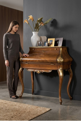 Design Luxus Braun Konsolendësch Schlofkummer Miwwelen Schminktisch Holz