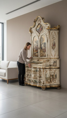 Luxus Klassesch Anriichte Schief Kommoud Vitrinn Holzméiwel Buffet Schaf