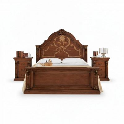 Schlofzëmmer Bett Holz 160x200 Better Braun Duebelbett Miwwelen