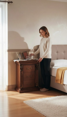 Luxuriéis Design Nuetsdësch Niewendëscher Schlofkummer Holz Luxus Konsolen