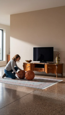 TV-Stänner RTV Sideboard Dësch Holz Wunnzëmmer brong TV Miwwel nei