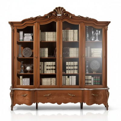 Klassesche Luxus Bicherregal Massivholz Miwwelen Vitrine Regalschaf Schaf