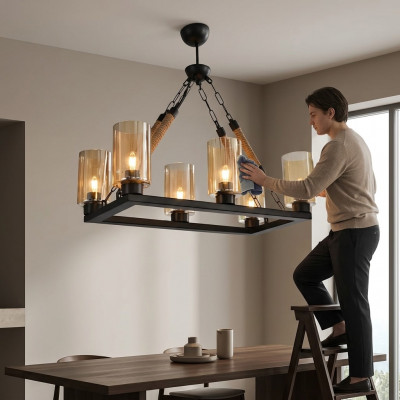 Lüster Plafonnière Kronleuchter Plafonslamp Luuchten Glas Schwaarz