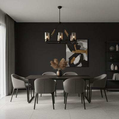 Lüster Plafonnière Kronleuchter Plafonslamp Luuchten Glas Schwaarz