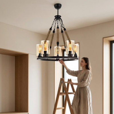 Plafongslüster Lüster Krouneliicht Plafongsliicht Luuchten Glas Schwaarz