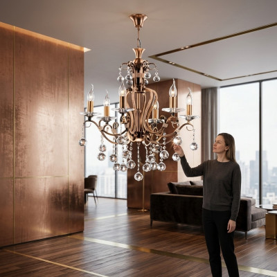 Luxus Plafonnière Lüster Kronleuchter Plafongslampe Gold Kristall Konscht