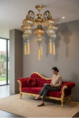 Lüster Plafongsluucht Kronluucht Plafongslampe Luuchten Glas Giel Modern