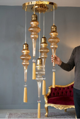 Lüster Ronnplafongslampe Krounluucht Plafongslampe Luuchten Glas Gold