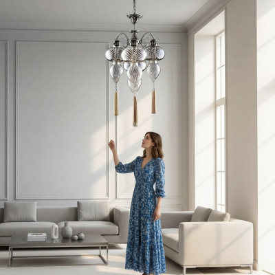 Luuchten Plafongslampe Luuchter Lüster Plafongslamp Glas Sëlwer Nei