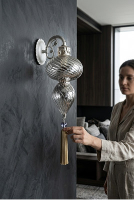 Wandlampe Wandluuchten Wandluucht Lüster Wand Luuchten Sëlwer Glas Konscht