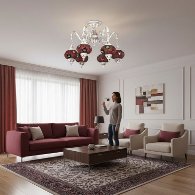 Plafonnière Lüstert Aart Kinnekslüster Plafonglamp Luuchten Glas Wäiss