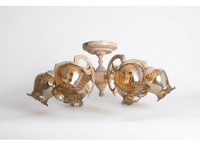 Plafongsliichter Plafongslampe Lüster Franjeluchter Luuchten Glas Beige Konscht