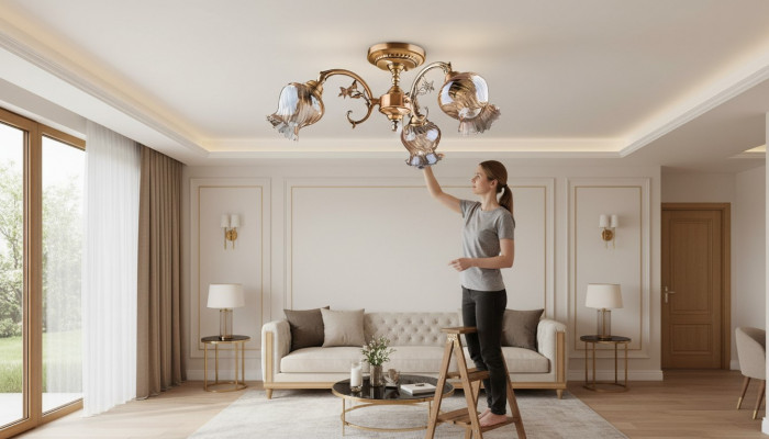 Krounendlüster Plafongeluucht Lüster Plafonglampe Luuchten Glas Gold Konscht