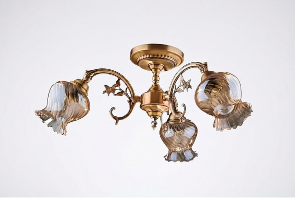 Krounendlüster Plafongeluucht Lüster Plafonglampe Luuchten Glas Gold Konscht