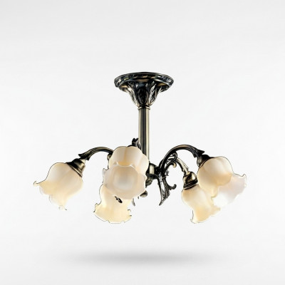 Plafonnière Lüster Kronleuchter Plafonnelamp Luuchten Glas Gro Beige