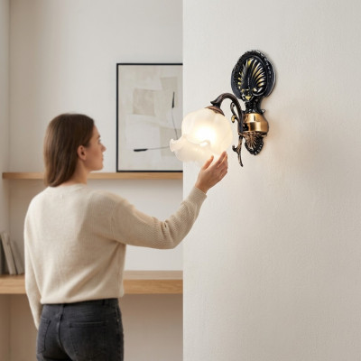 Wandlampe Wandläichter Blummen Wandläicht Lüster Wandluuchten Gro Glas