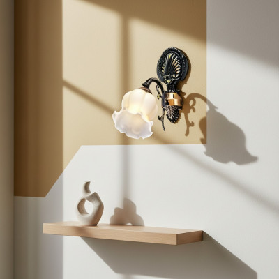 Wandlampe Wandläichter Blummen Wandläicht Lüster Wandluuchten Gro Glas