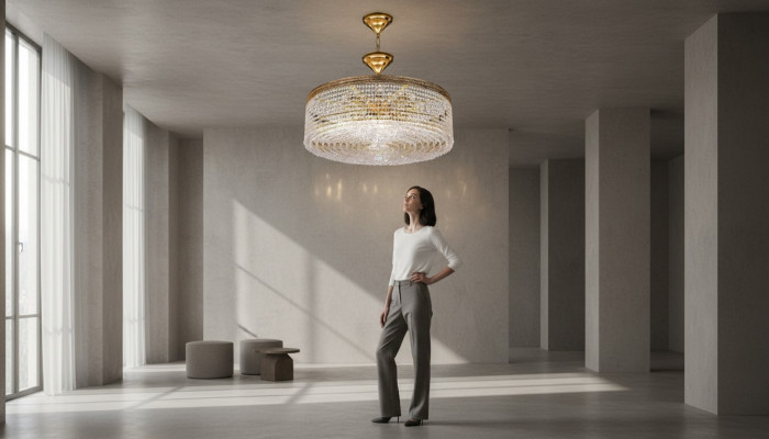 Luxus Plafongsliichter Lüster Lustere Plafongslampe Gold Kristall Lampe