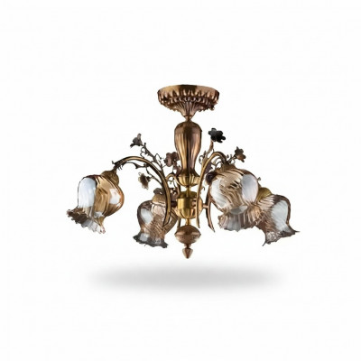Plafonnière Blummen Lüster Krounliichter Plafongslampe Lampe Glas Braun