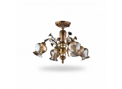 Plafonnière Blummen Lüster Krounliichter Plafongslampe Lampe Glas Braun